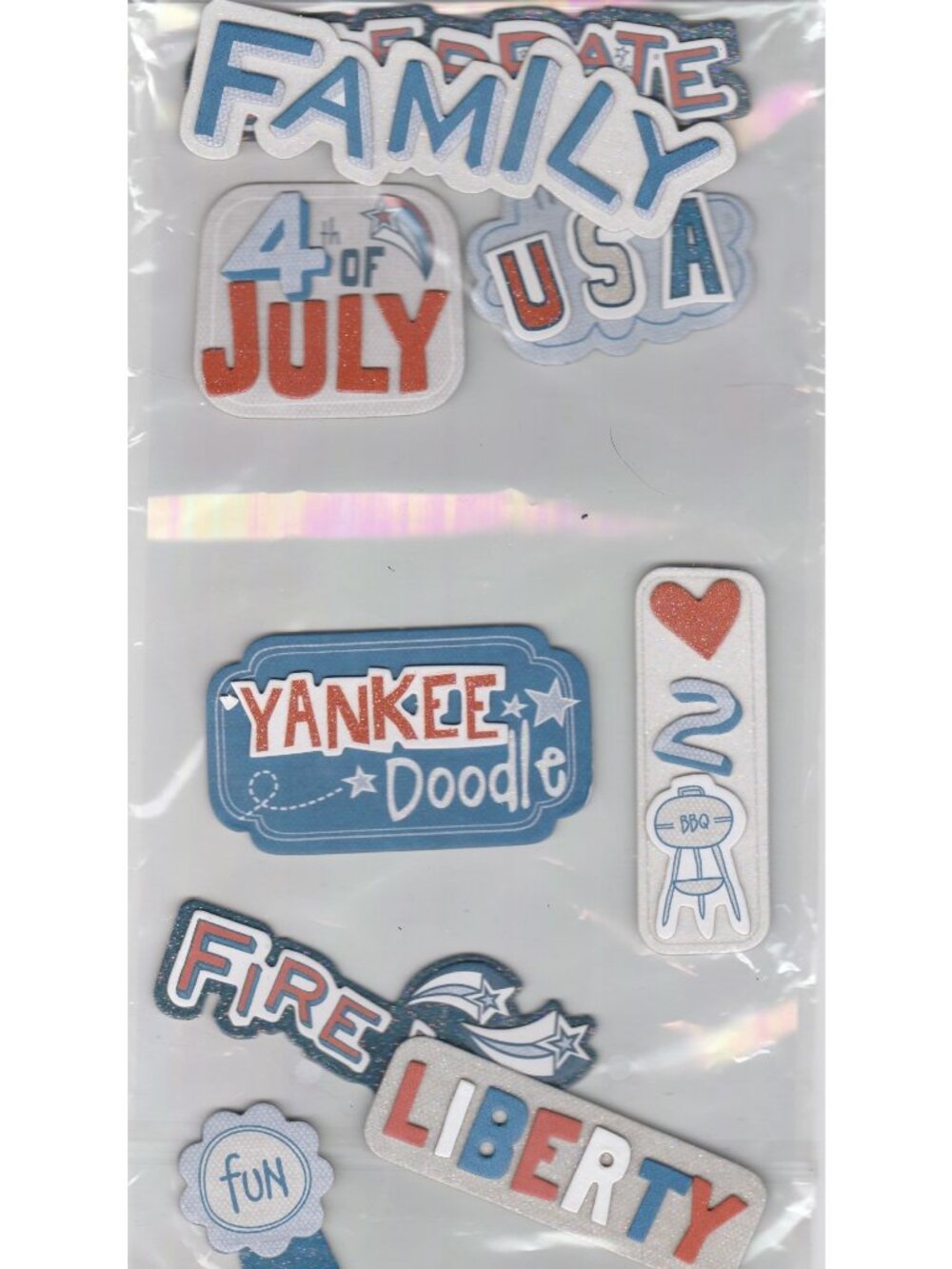 Yankee Doodles 4th of July Sticker Adhesive Layered Chipboard Memory Keepers